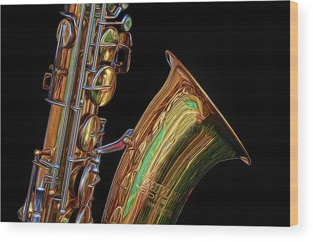 Saxophone Wood Print featuring the photograph Saxophone by Dave Mills