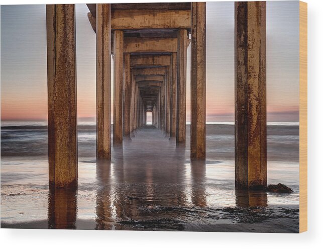 Scripps Pier Wood Print featuring the photograph Scripps Pier I by Sonny Marcyan