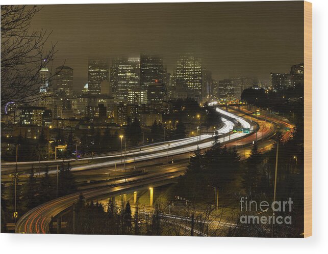 Airplane Wood Print featuring the photograph Seattle from Jose Rizal Park by Peter Dang