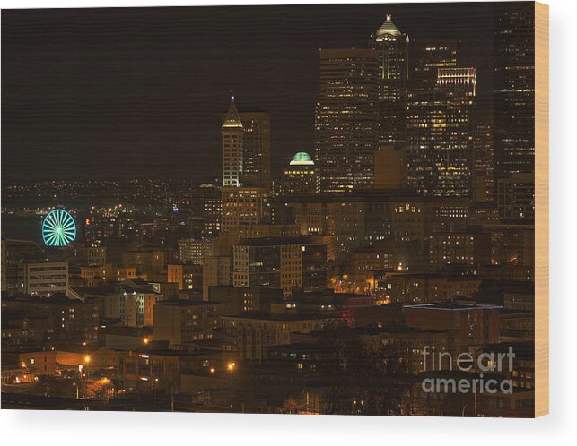 City Wood Print featuring the photograph Seattle Lights Too by Rod Best
