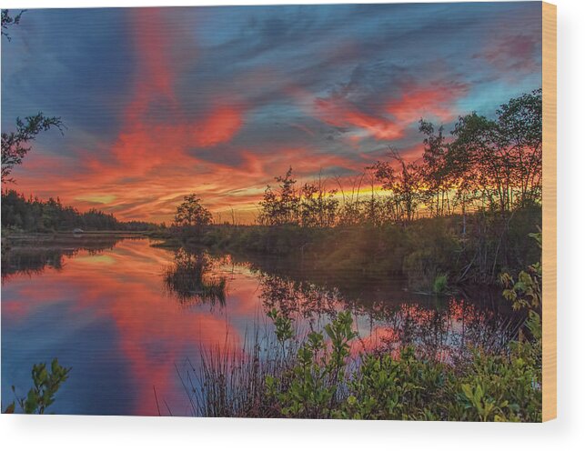 Sunset Wood Print featuring the photograph September Sunset Reflection by Beth Venner