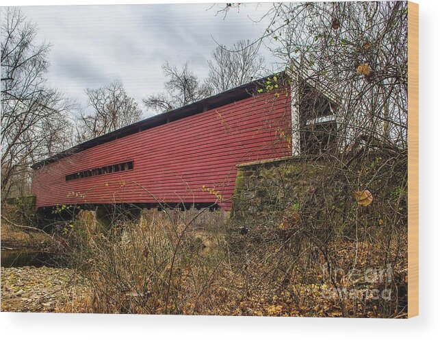 Sheeder Wood Print featuring the photograph Sheeder Hall Covered Bridge by Judy Wolinsky