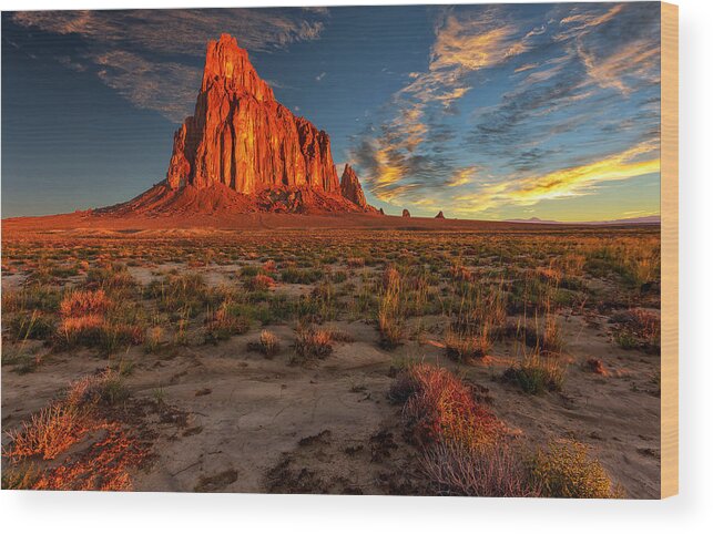 Badlands Wood Print featuring the photograph Shiprock by Alex Mironyuk