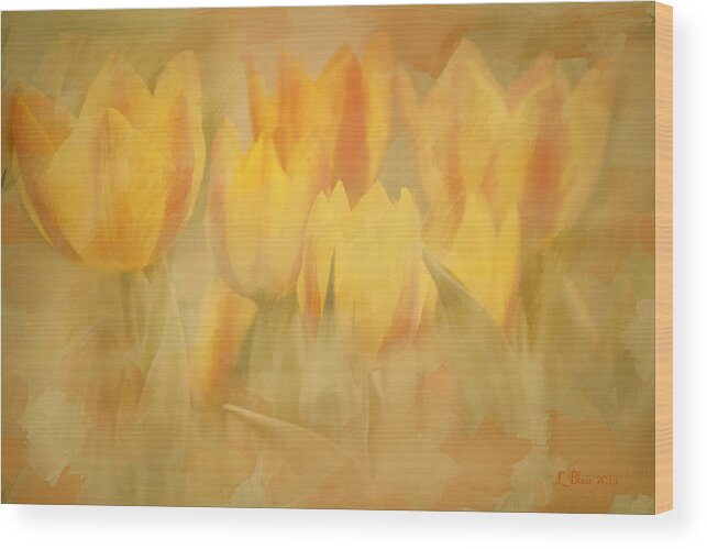 Tulips Wood Print featuring the digital art Showtime Tulips by Linda Blair