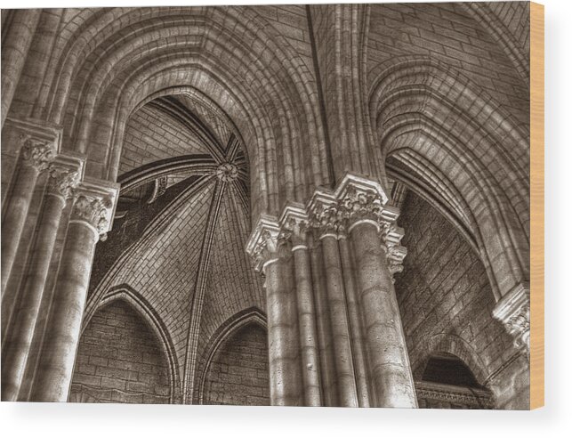 Notre Dame Wood Print featuring the photograph Side Vault in Notre Dame by Michael Kirk