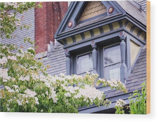 Tree Wood Print featuring the photograph Side Window and Dogwoods by Joan Carroll