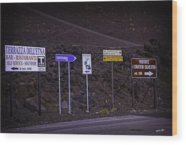 Sicily Wood Print featuring the photograph Signs of a Crater - Sicily by Madeline Ellis
