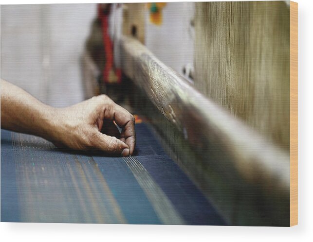 Expertise Wood Print featuring the photograph Silk Weaving by Mahesh