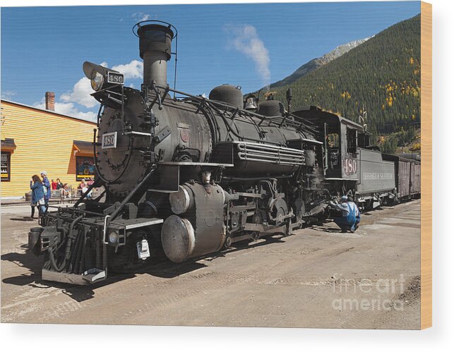 Afternoon Wood Print featuring the photograph Silverton Station Engine 480 on the Durango and Silverton Narrow Gauge RR by Fred Stearns