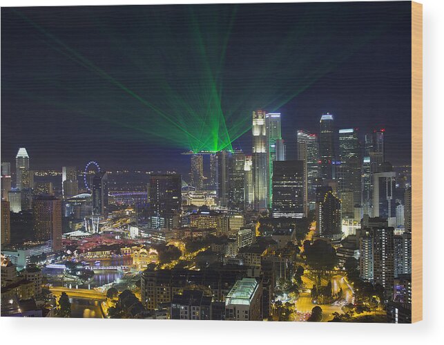 Singapore Wood Print featuring the photograph Singapore Central Business District Skyline by Jit Lim