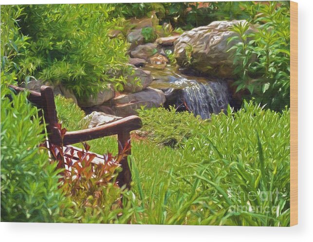 Bench Wood Print featuring the photograph Sit A Spell by Kerri Farley