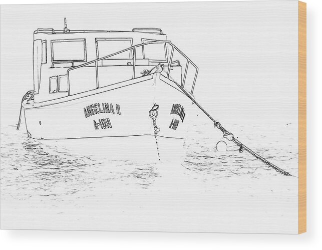 109 Wood Print featuring the photograph Sketch of the Fishing Boat of Aruba Angelina by David Letts