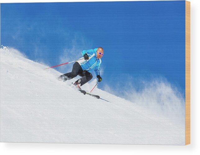 Skiing Wood Print featuring the photograph Skiing Carving by Ultramarinfoto