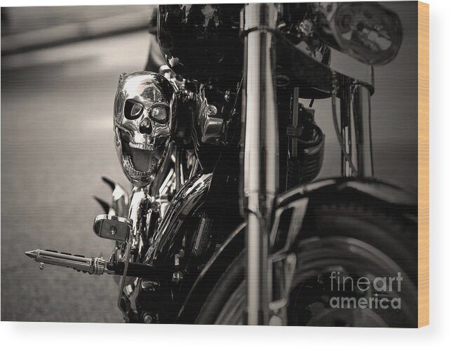 Harley Davidson Wood Print featuring the photograph Skull by Randall Cogle