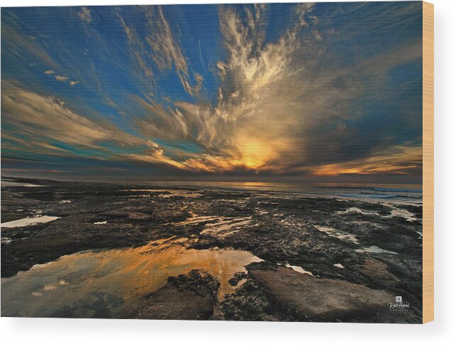 Sunset Wood Print featuring the photograph Sky Flames by Russ Harris