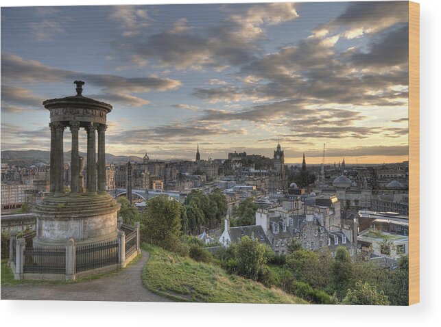 Edinburgh Wood Print featuring the photograph Skyline of Edinburgh Scotland by Michalakis Ppalis