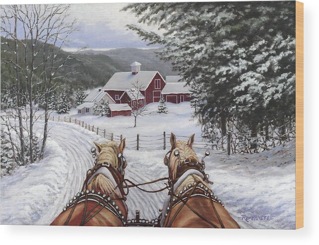 Horses Wood Print featuring the painting Sleigh Bells by Richard De Wolfe