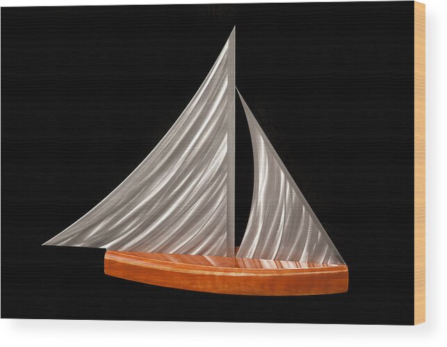 Sailing Wood Print featuring the sculpture Sloop by Rick Roth