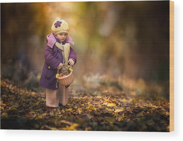 Child Wood Print featuring the photograph Small Autumn Fairy by Stanislav Hricko