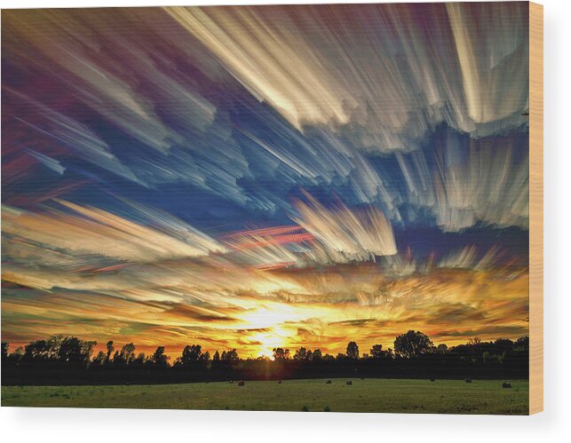 Landscape Wood Print featuring the photograph Smeared Sky Sunset by Matt Molloy