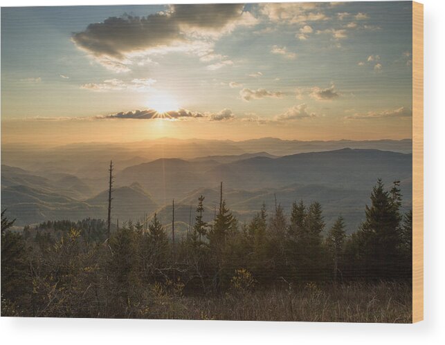 Sunset Wood Print featuring the photograph Smokies in Spring by Doug McPherson