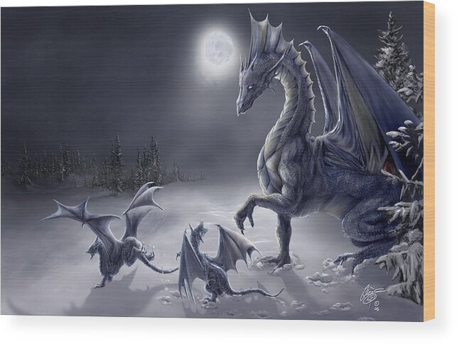 Dragon Wood Print featuring the digital art Snow Day by Rob Carlos