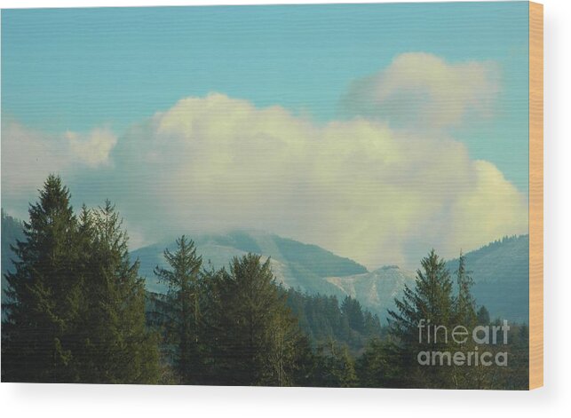 Snow Clouds Wood Print featuring the photograph Snow Mist Mountains by Gallery Of Hope 