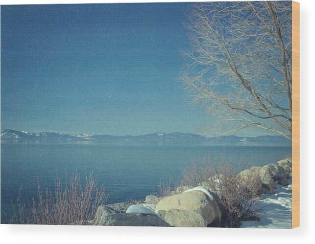 Lake Tahoe Wood Print featuring the photograph Snowing in Tahoe by Kim Hojnacki