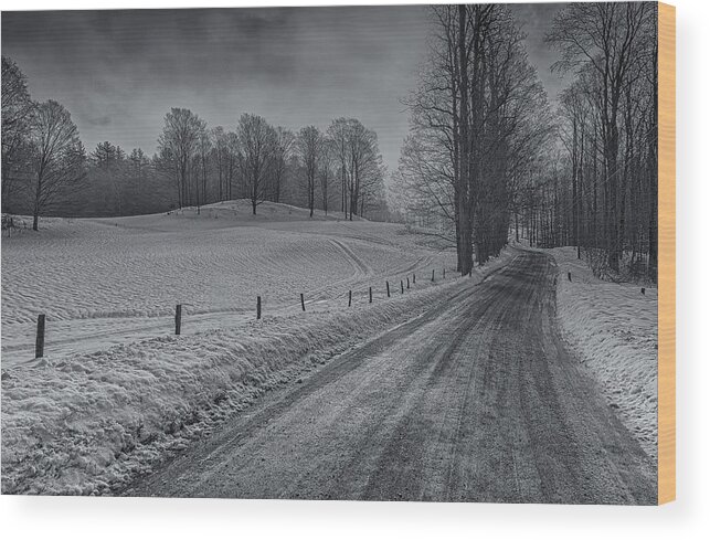 Carpenter Road Dummerston Vermont Wood Print featuring the photograph Snowy Country Road by Tom Singleton