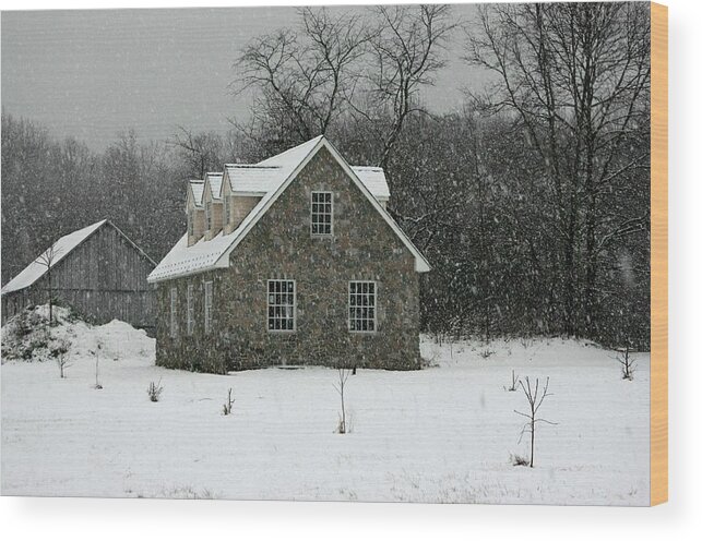Snow Wood Print featuring the photograph Snowy garage by Andy Lawless