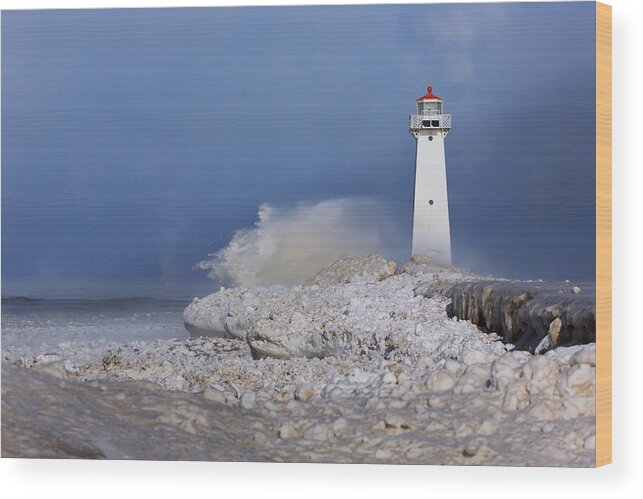 Lighthouse Wood Print featuring the photograph Sodus Bay Lighthouse by Everet Regal