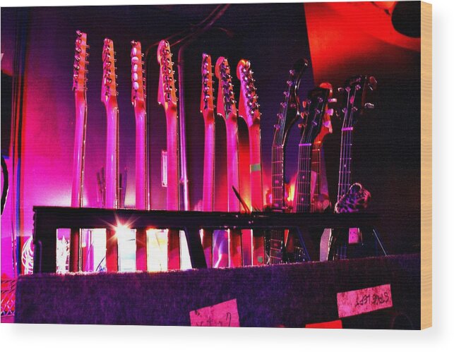 Sonic Youth Wood Print featuring the photograph Sonic Youth Thurston Moore's Guitars by Gary Smith