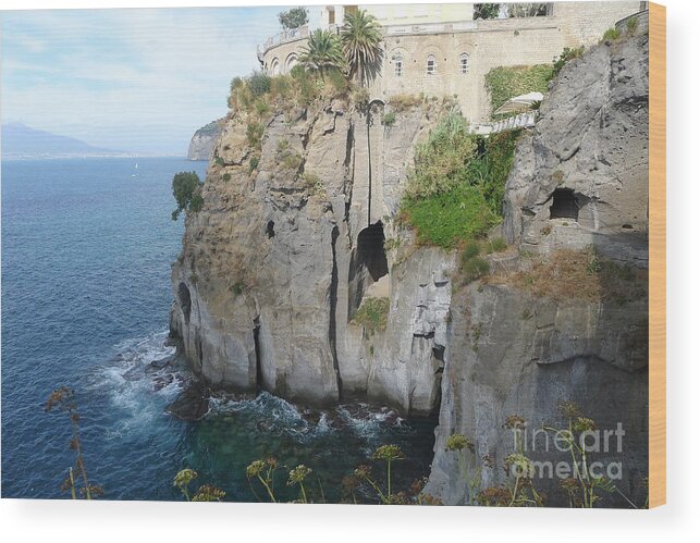 Sorrento Wood Print featuring the photograph Sorrento - Cliffside by Nora Boghossian