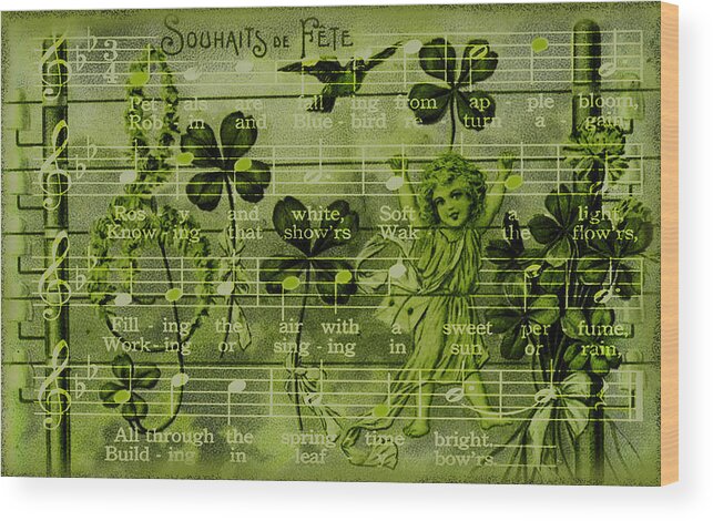 Souhaits De Fete Wood Print featuring the digital art Souhaits DE Fete by Sandra Foster