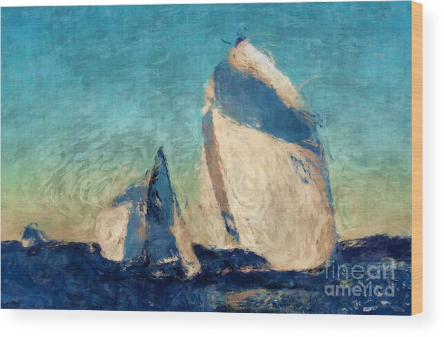 Sailing Day Regatta Wood Print featuring the photograph Spinners by Julie Lueders 
