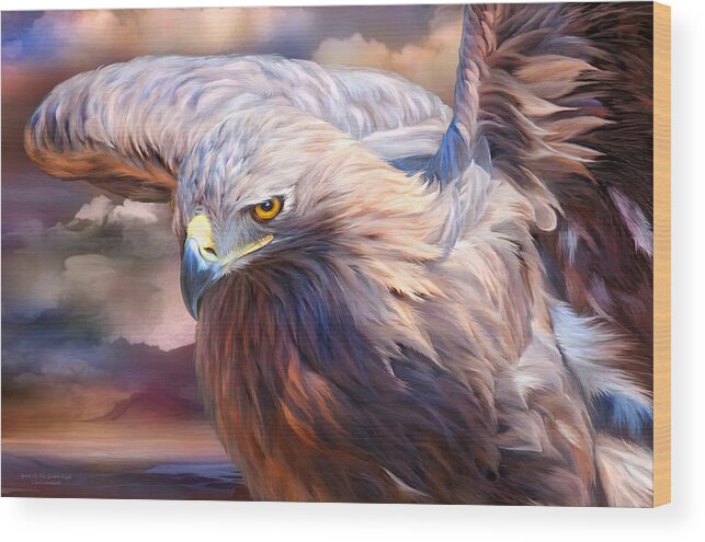 Eagle Wood Print featuring the mixed media Spirit Of The Golden Eagle by Carol Cavalaris