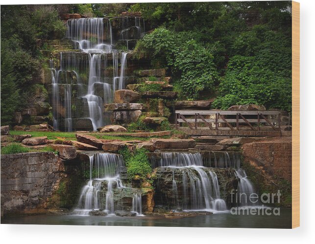 Spring Park Falls Wood Print featuring the photograph Spring Park Falls by T Lowry Wilson