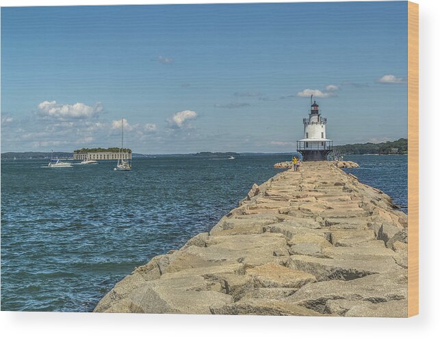 Maine Wood Print featuring the photograph Spring Point Ledge lighthouse by Jane Luxton