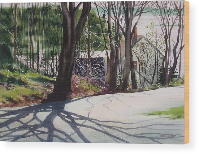 Trees Wood Print featuring the painting Spring Shadows by Karol Wyckoff