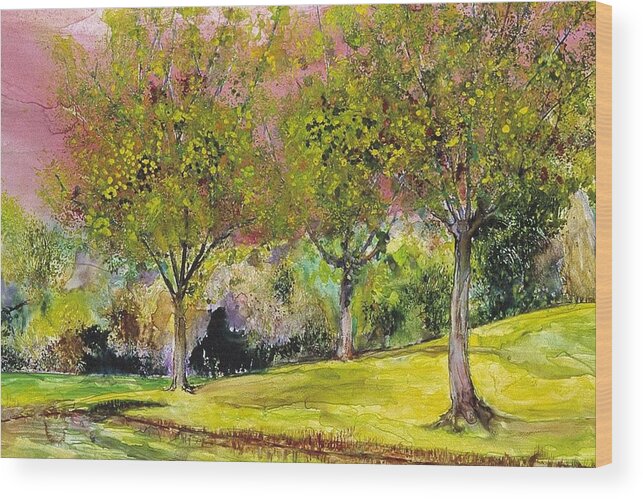 Landscape Wood Print featuring the painting Springtime in Sawgrass Park by Gary DeBroekert