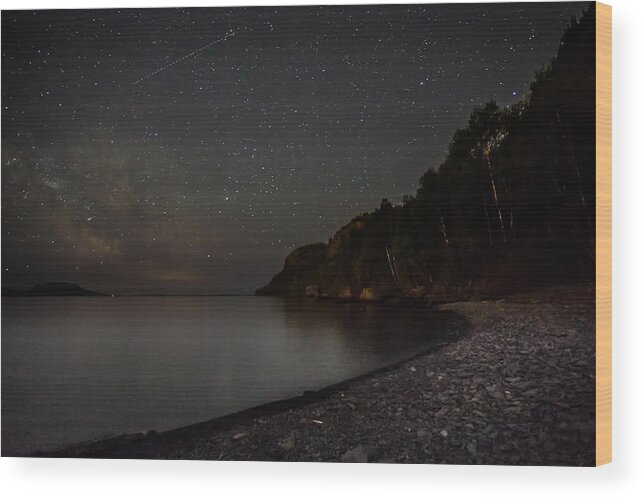 Astrophotography Wood Print featuring the photograph Squaw bay at midnight by Jakub Sisak