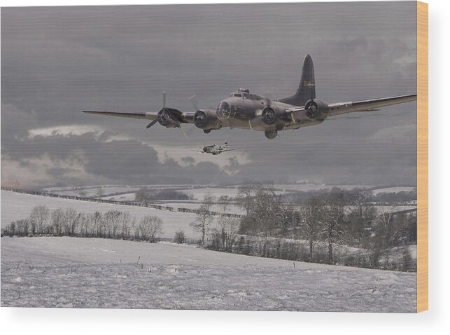 Aircraft Wood Print featuring the digital art St Crispins Day by Pat Speirs