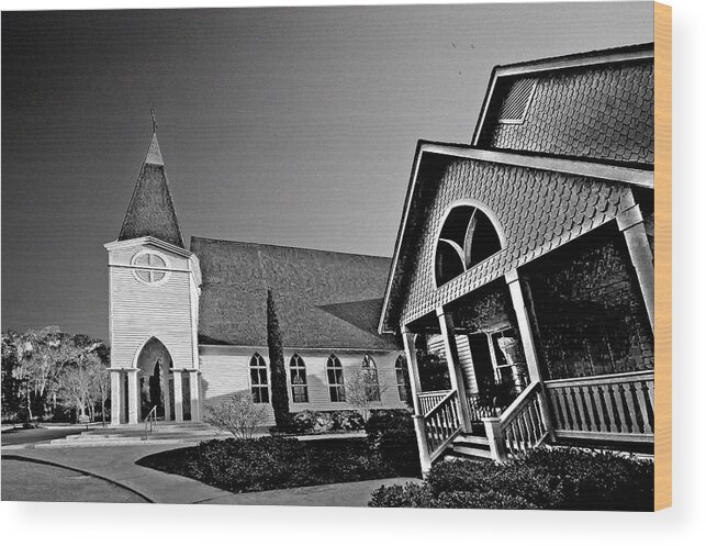 Alabama Wood Print featuring the digital art St. Francis - Abstract BW by Michael Thomas