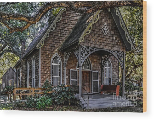 St. James Episcopal Church Wood Print featuring the photograph St. James Episcopal Church in McCellanville SC by Dale Powell