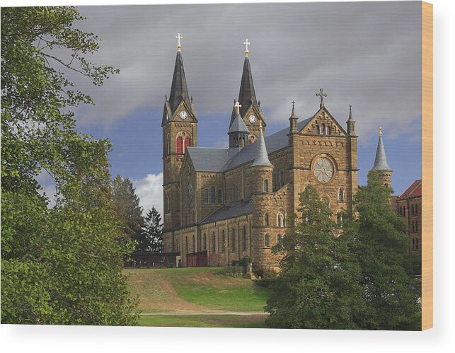 Indiana Wood Print featuring the photograph St. Mainrad Archabbey by Wendell Thompson