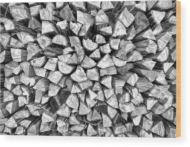 Abstract Wood Print featuring the photograph Stacked Firewood by David Letts