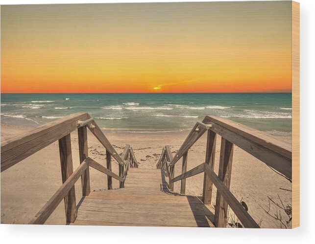 Beach Wood Print featuring the photograph Stairway to Paradise by Sean Allen