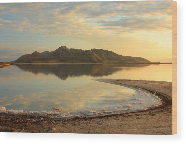 Stansbury Island Wood Print featuring the photograph Stansbury island on the Great Salt Lake by Wasatch Light