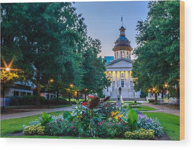 Columbia Wood Print featuring the photograph State House Garden by Rob Sellers