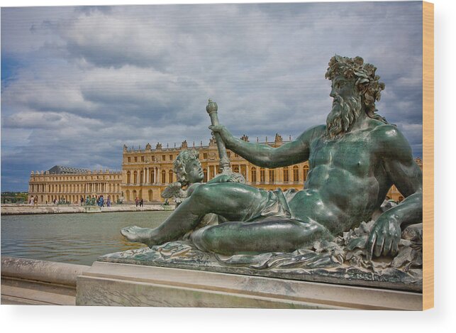 Paris Wood Print featuring the photograph Statue in Front of Versailles by Anthony Doudt